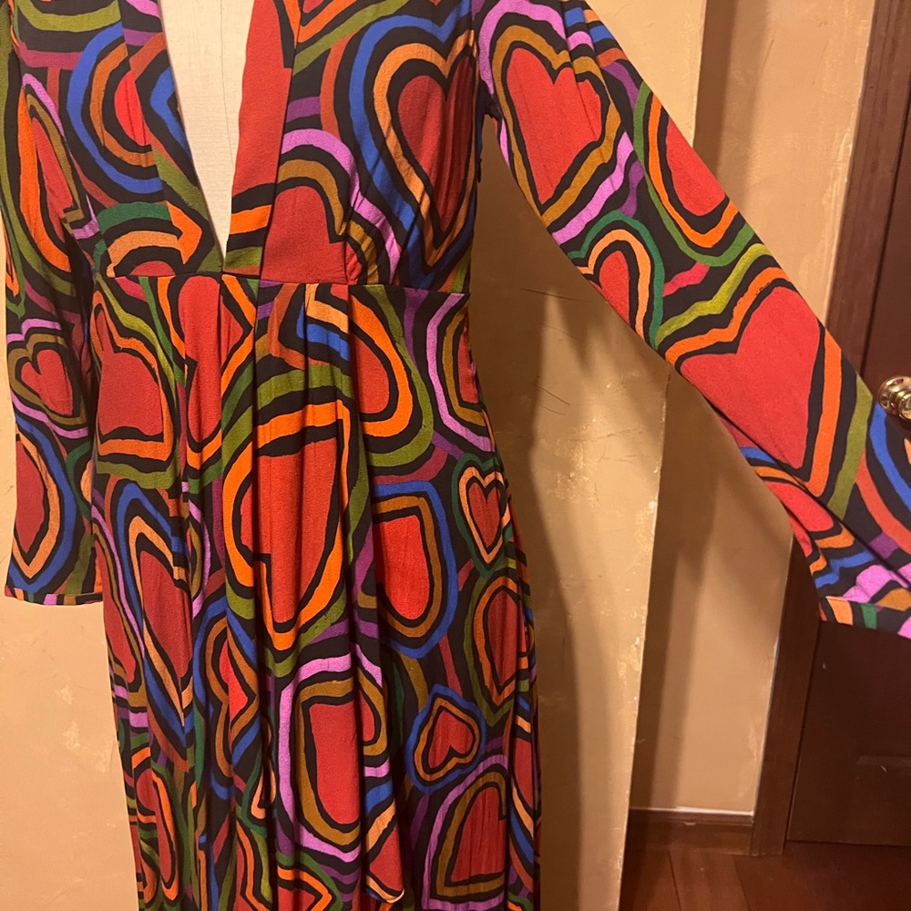 FARM Rio M Rainbow Wild Hearts Maxi Dress Holiday Wedding Valentine Love - Picture 6 of 16